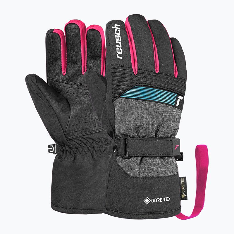 Rękawice narciarskie dziecięce Reusch Rocket GORE-TEX black/black melange/pink glo