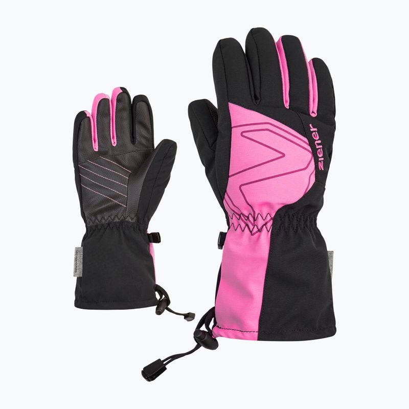 Rękawice narciarskie dziecięce ZIENER Laval Aquashield AW vblack fuchsia pink