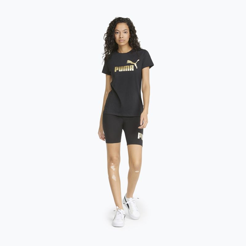Koszulka damska PUMA ESS+ Metallic Logo Tee puma black/gold foll 2