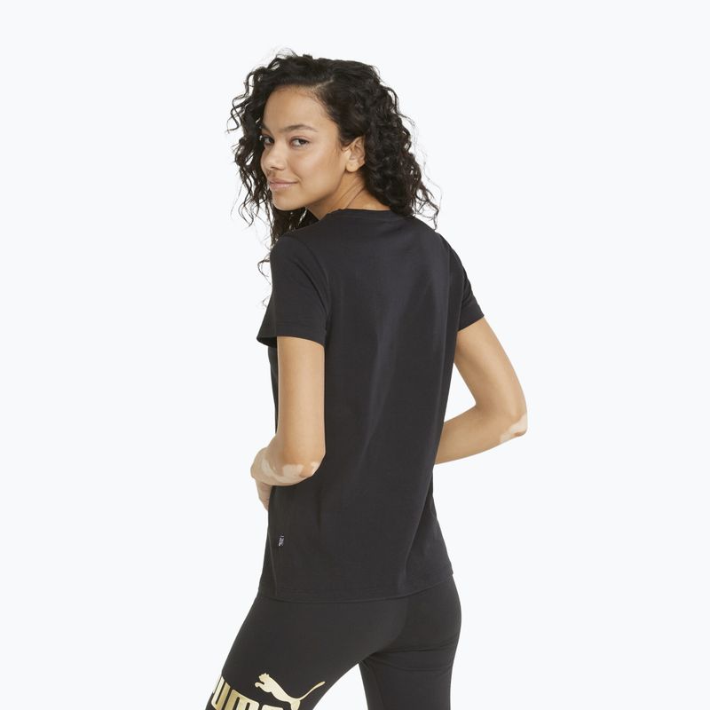 Koszulka damska PUMA ESS+ Metallic Logo Tee puma black/gold foll 3
