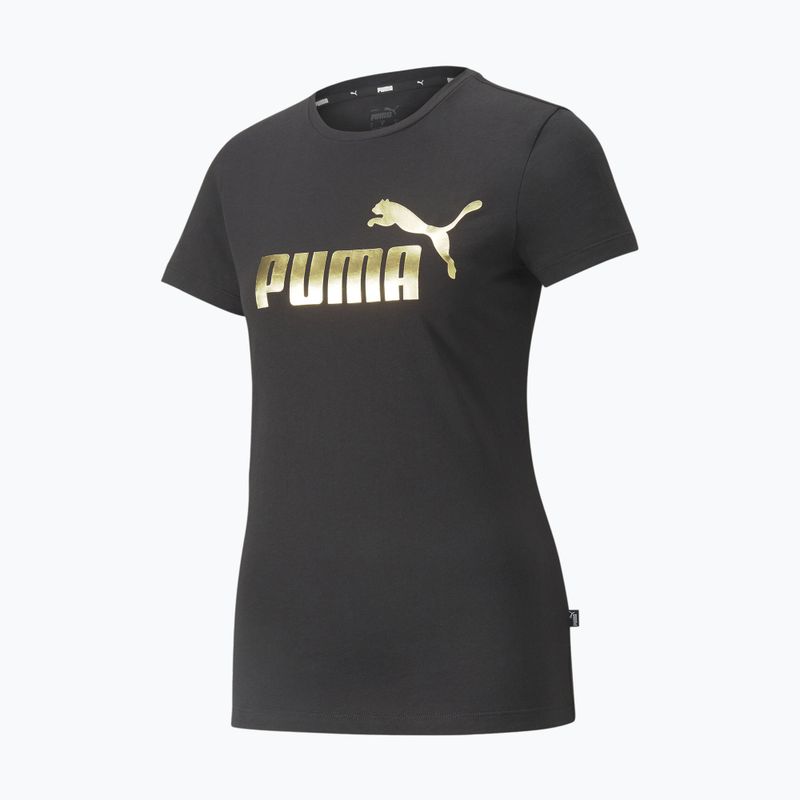 Koszulka damska PUMA ESS+ Metallic Logo Tee puma black/gold foll 4