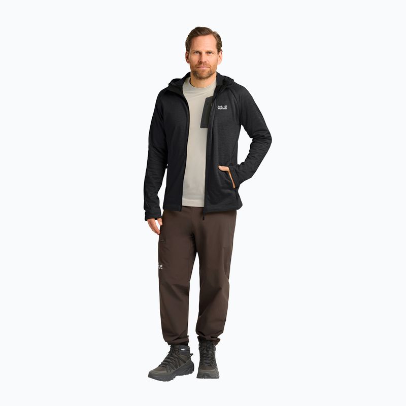 Bluza trekkingowa męska Jack Wolfskin Peak District Hooded Full Zip black 2