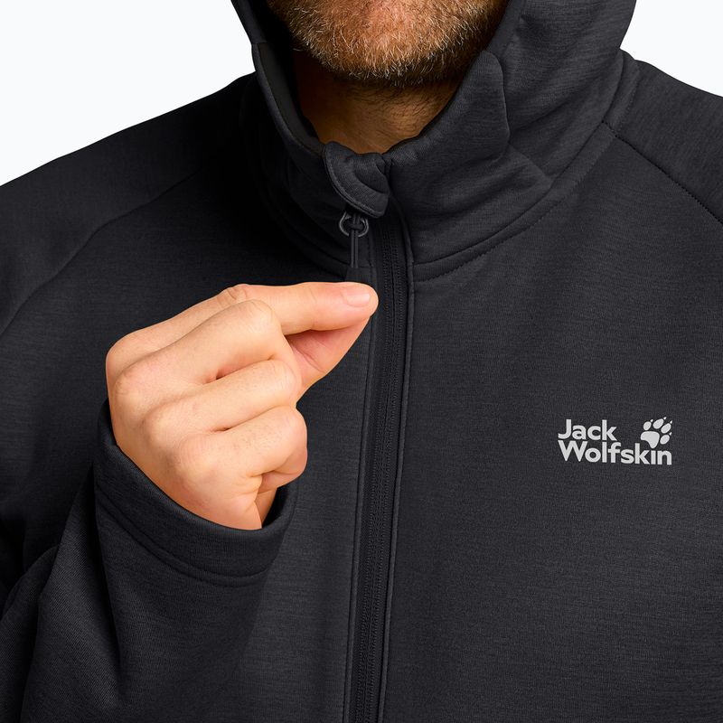 Bluza trekkingowa męska Jack Wolfskin Peak District Hooded Full Zip black 5