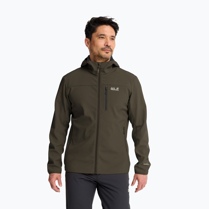 Kurtka przeciwwiatrowa męska Jack Wolfskin Wild Winds Hooded obsidian moss