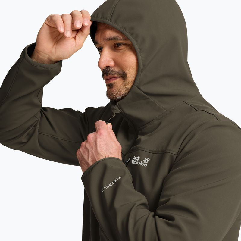 Kurtka przeciwwiatrowa męska Jack Wolfskin Wild Winds Hooded obsidian moss 4