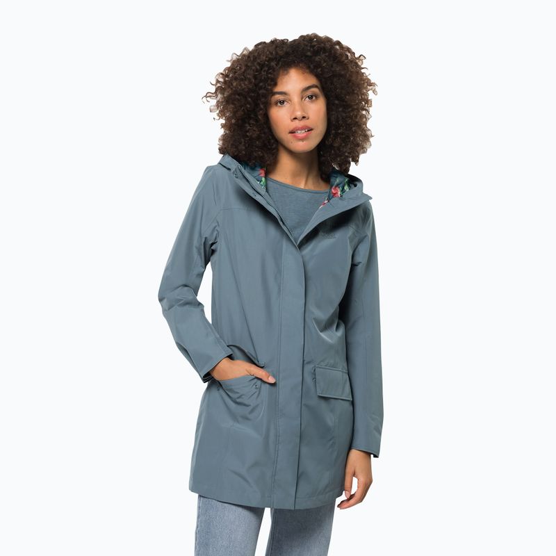 Płaszcz przeciwdeszczowy damski Jack Wolfskin Cape York Paradise teal grey