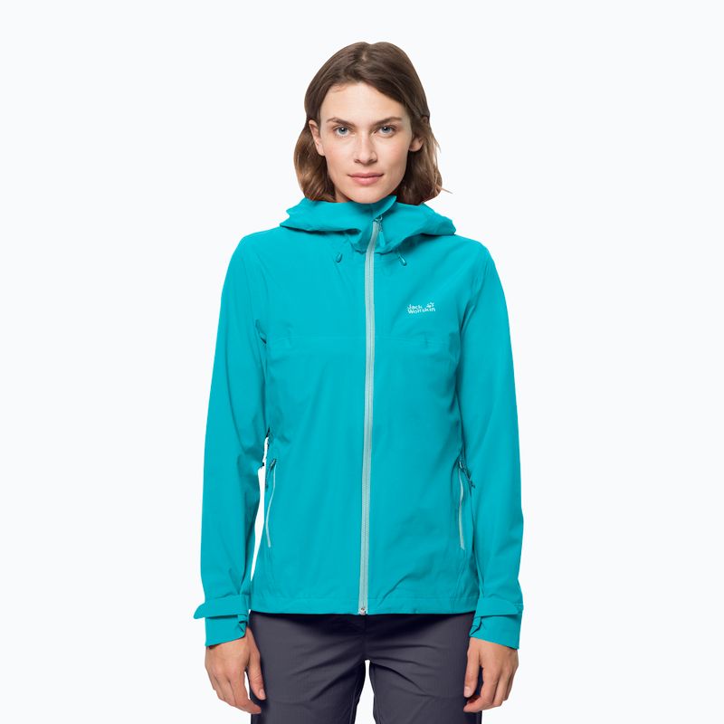 Kurtka przeciwdeszczowa damska Jack Wolfskin Highest Peak 2.5L dark aqua