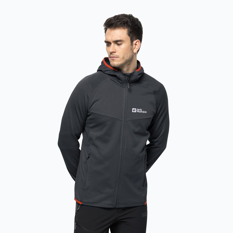 Bluza trekkingowa męska Jack Wolfskin Hydro Grid Hooded FZ phantom