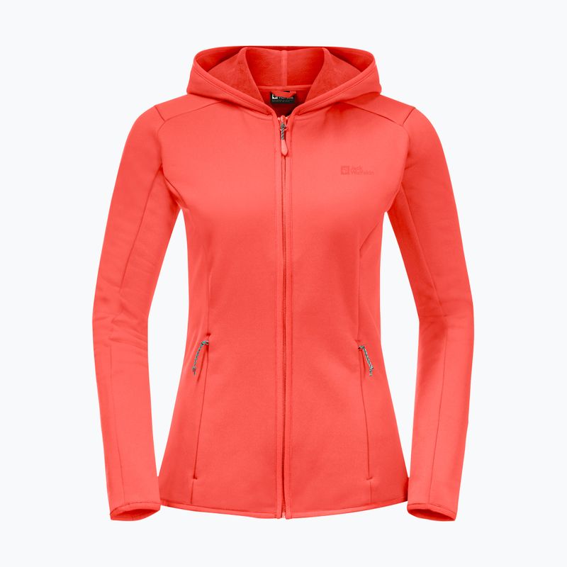 Bluza trekkingowa damska Jack Wolfskin Baiselberg Hooded FZ hot coral 8