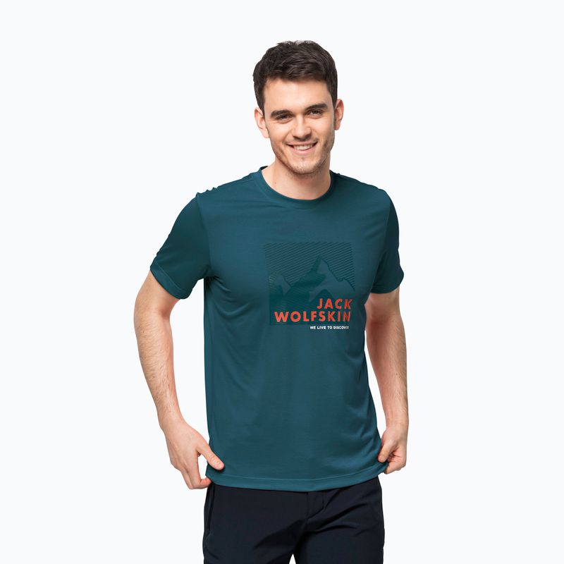 Koszulka trekkingowa męska Jack Wolfskin Hiking Graphic blue coral