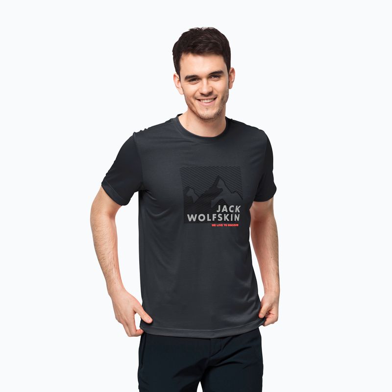 Koszulka trekkingowa męska Jack Wolfskin Hiking Graphic ebony