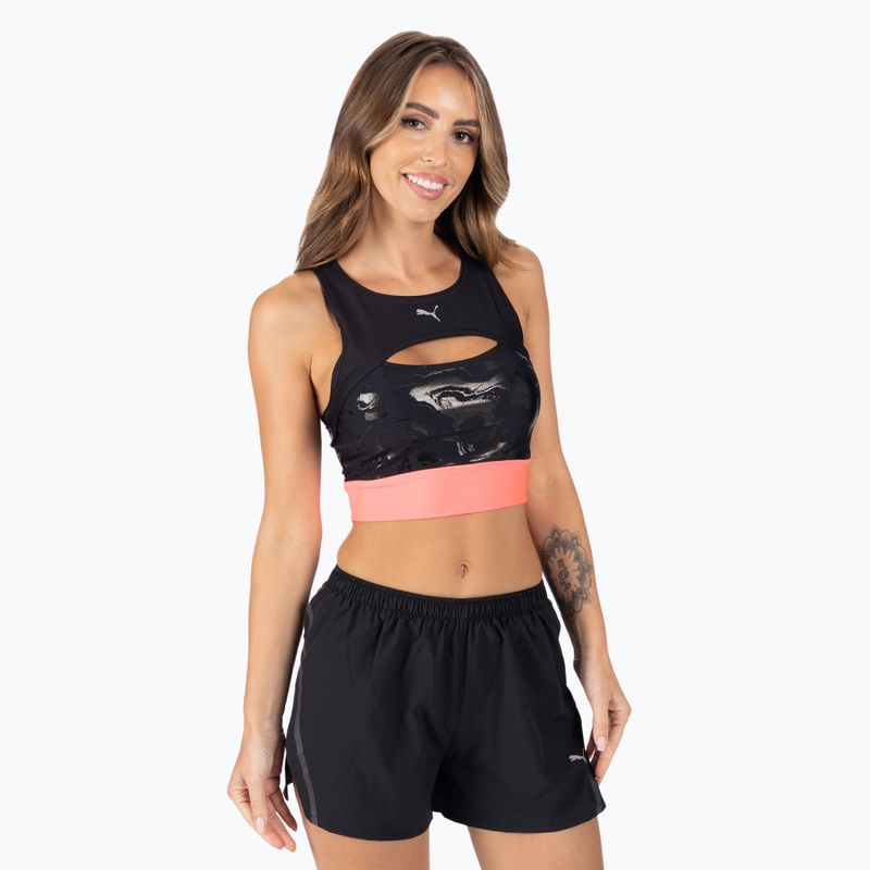 Top do biegania damski PUMA Run Ultraform AOP Crop Koszulka puma black/sunset glow