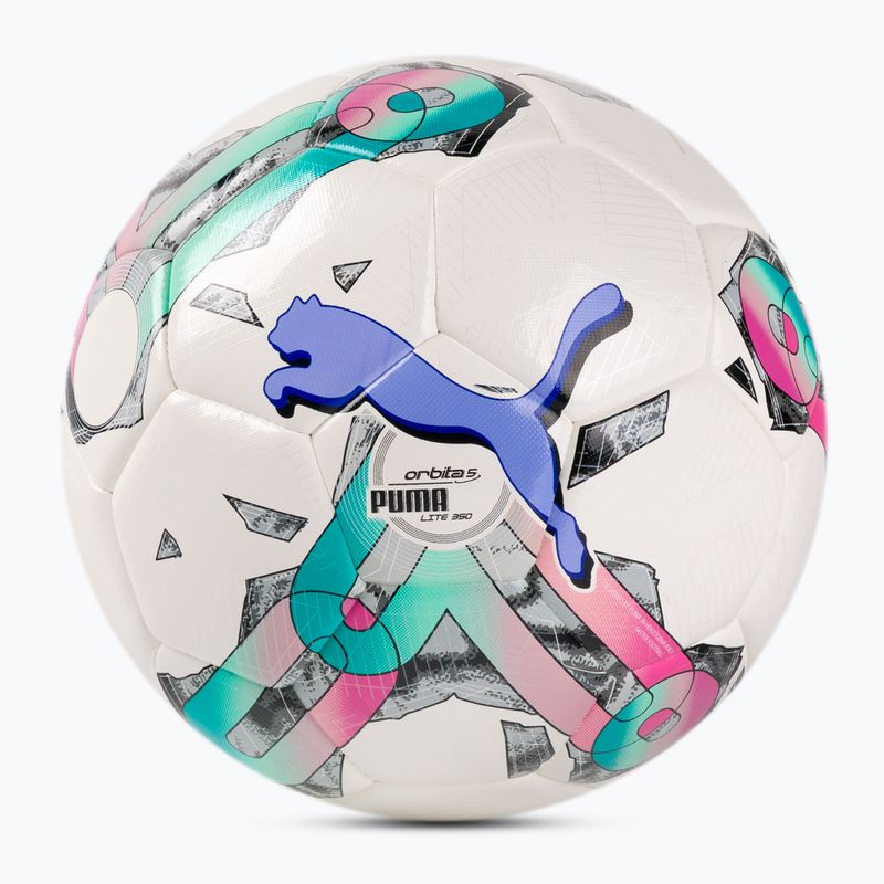Piłka do piłki nożnej PUMA Orbita 5 HYB Lite 350 puma white/rose red/deep aqua rozmiar 4
