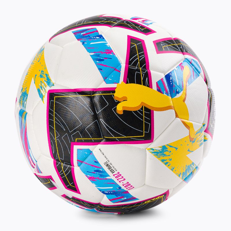 Piłka do piłki nożnej PUMA Orbita Laliga 1 HYB puma white/beetroot purple/blue atoll rozmiar 5