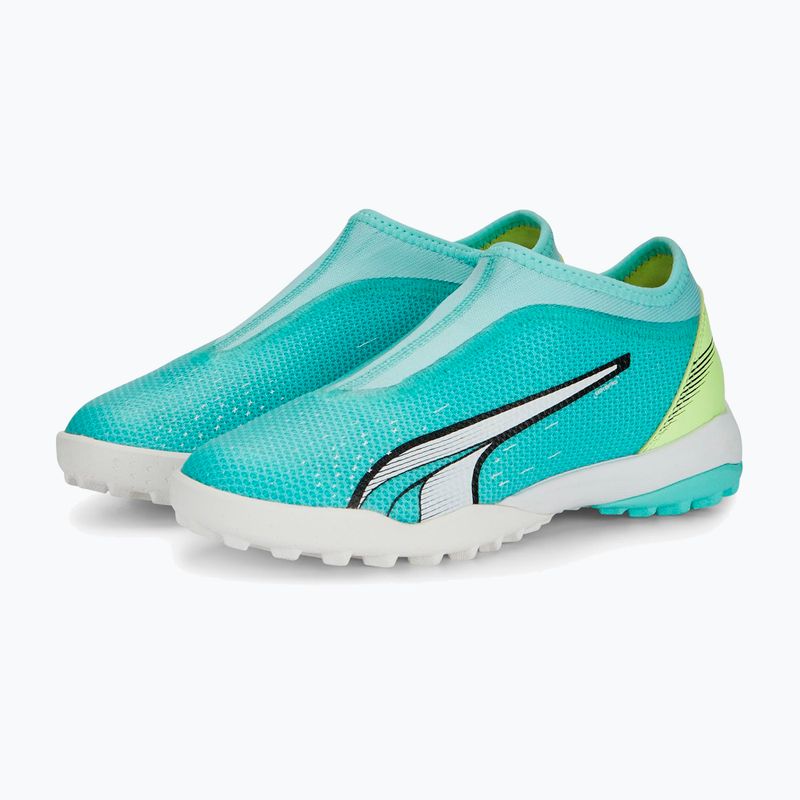 Buty piłkarskie dziecięce PUMA Ultra Match Ll TT + Mid electric peppermint/puma white/fast yellow 10