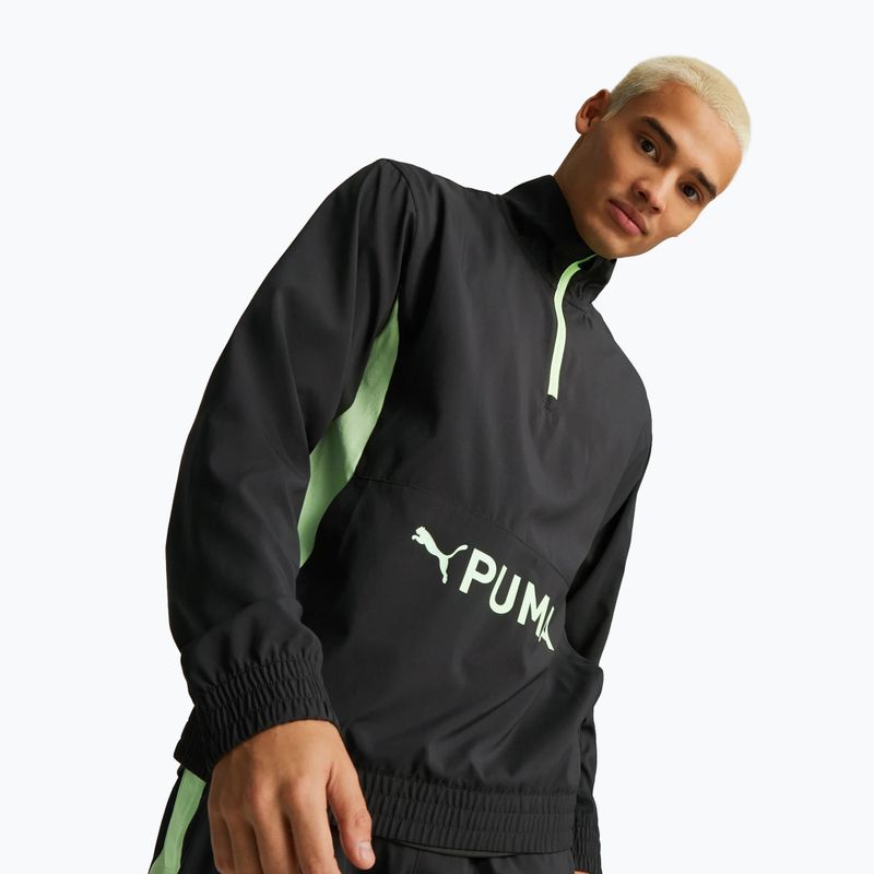 Bluza męska PUMA Fit Heritage Woven 1/2 Zip puma black/fizzy lime 2