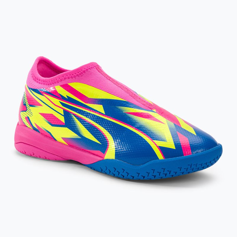 Buty piłkarskie dziecięce PUMA Ultra Match LL Energy IT + Mid luminous pink/ultra blue/yellow alert