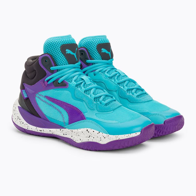 Buty do koszykówki męskie PUMA Playmaker Pro Mid purple glimmer/bright aqua/strong gray/white 4