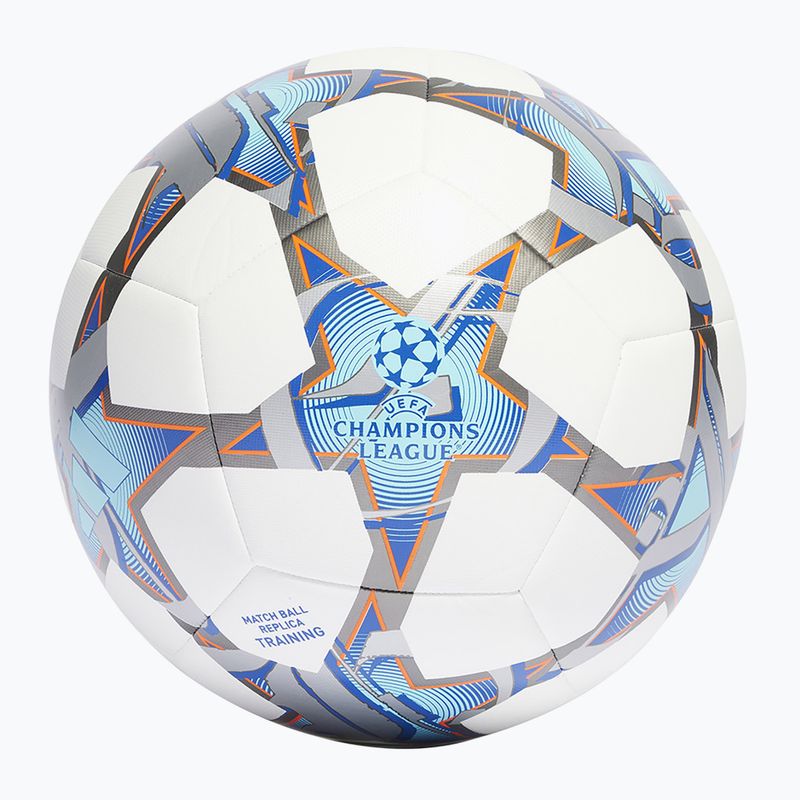 Piłka do piłki nożnej adidas UCL Training 23/24 white/silver metallic/bright cyan/royal rozmiar 4