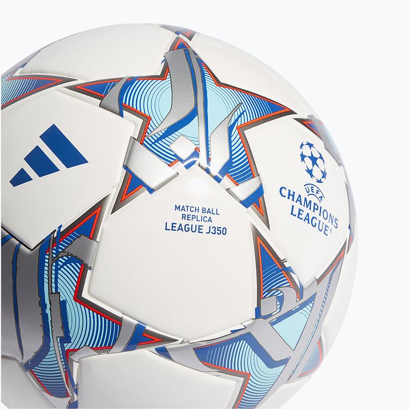 Piłka do piłki nożnej adidas UCL League 23/24 white/silver metallic/bright cyan/royal blue rozmiar 4 4