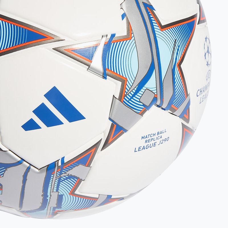 Piłka do piłki nożnej adidas UCL Junior 290 League 23/24 white/silver metallic/bright cyan rozmiar 4 2