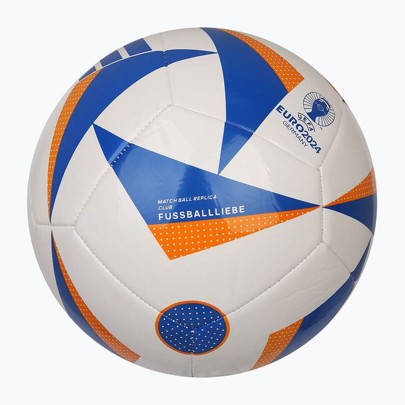 Piłka do piłki nożnej adidas Fussballliebe Club EURO 2024 white/glow blue/lucky orange rozmiar 5 3