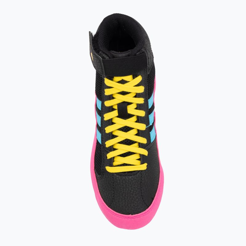 Buty bokserskie dziecięce adidas Havoc core black/signal cyan/yellow 5