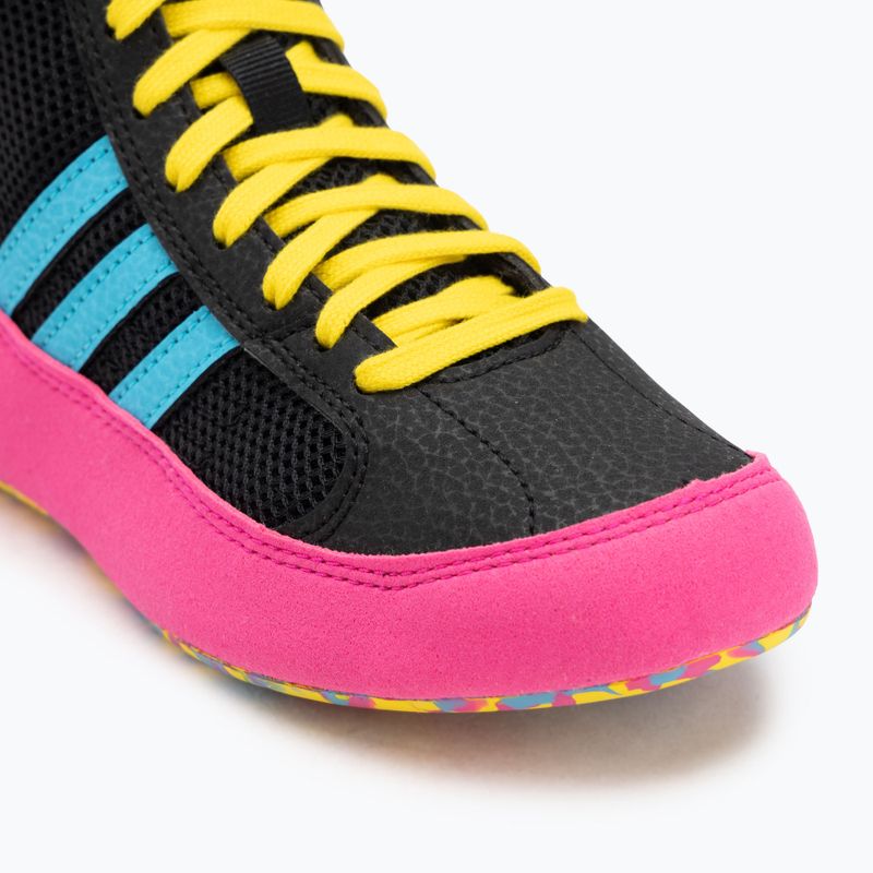 Buty bokserskie dziecięce adidas Havoc core black/signal cyan/yellow 7