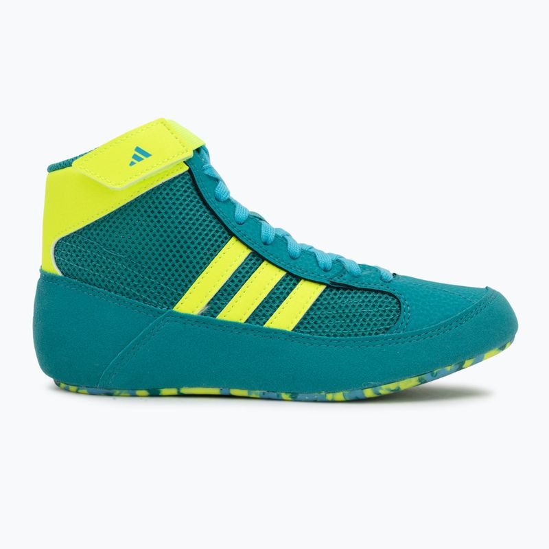 Buty zapaśnicze dziecięce adidas Havoc purple team/lucid lemon/signal cyan 2