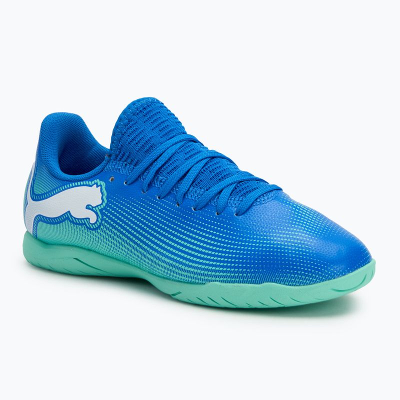 Buty piłkarskie dziecięce PUMA Future 7 Play It hyperlink blue/mint/puma white