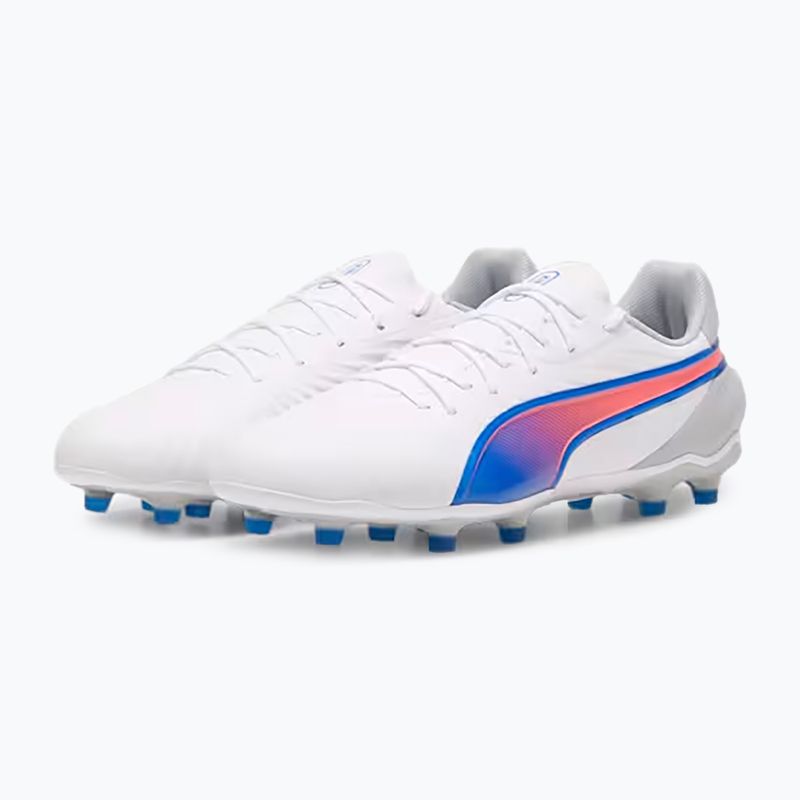 Buty piłkarskie PUMA King Match FG/AG puma white/bluemazing/flat light grey/sunset glow 8