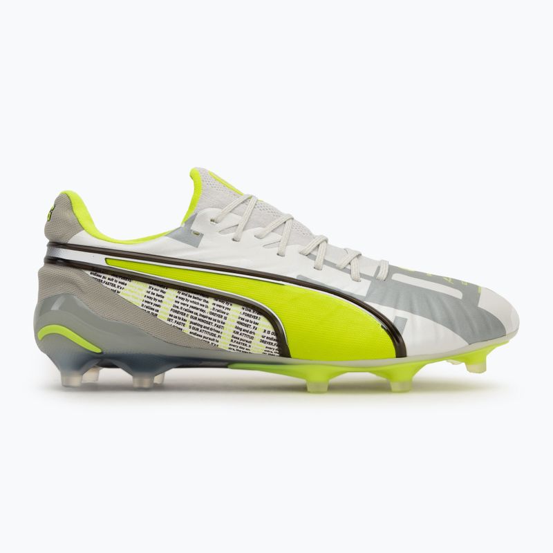 Buty piłkarskie męskie PUMA King Ultimate Forever FG/AG feather gray/electric lime/puma white/flat light gray 2
