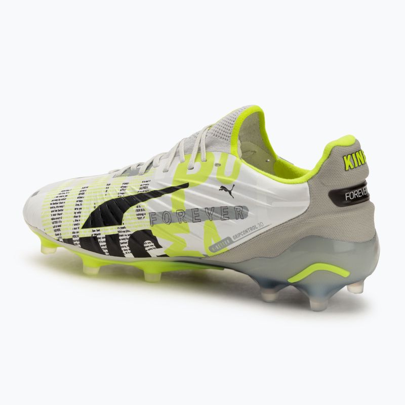 Buty piłkarskie męskie PUMA King Ultimate Forever FG/AG feather gray/electric lime/puma white/flat light gray 3