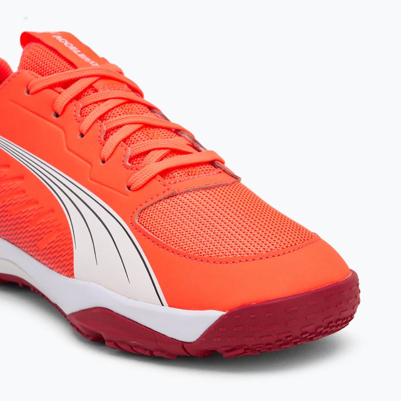Buty do piłki ręcznej dziecięce PUMA Accelerate Jr glowing red/white/dark crimson/black 7
