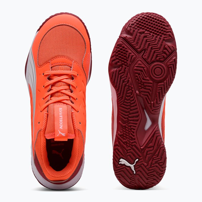 Buty do piłki ręcznej dziecięce PUMA Accelerate Jr glowing red/white/dark crimson/black 10