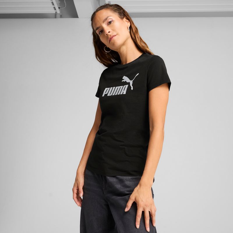 Koszulka damska PUMA ESS Metallic No. 1 Logo Tee puma black/metallic silver 3