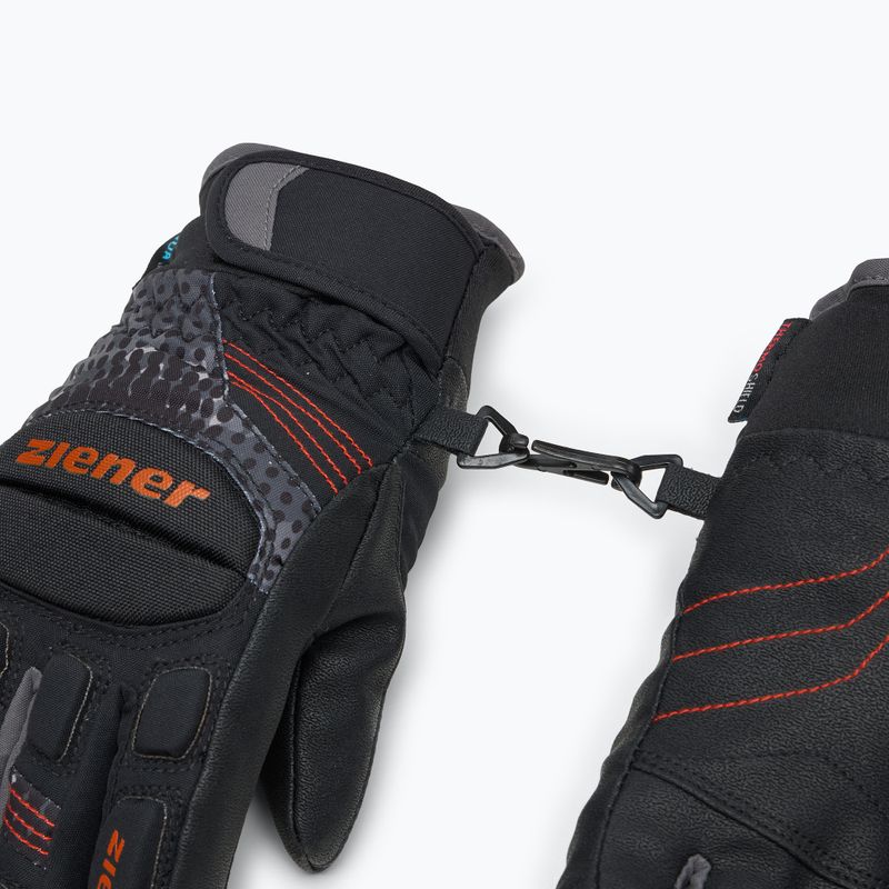 Rękawice narciarskie dziecięce ZIENER Luro Aquashield PR black/orange pop 5