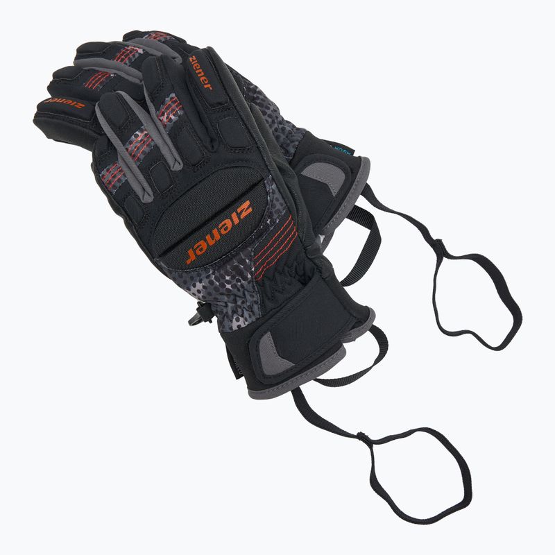 Rękawice narciarskie dziecięce ZIENER Luro Aquashield PR black/orange pop 6