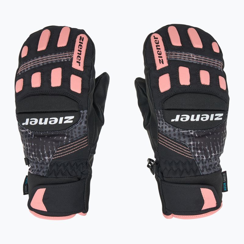 Rękawice narciarskie dziecięce ZIENER Luron Aquashield PR Mitten black/pink vani 3