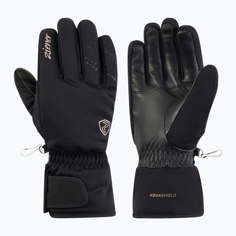 Rękawice narciarskie damskie Ziener Kehnia-Z Aquashield PR Glove black/rose metallic