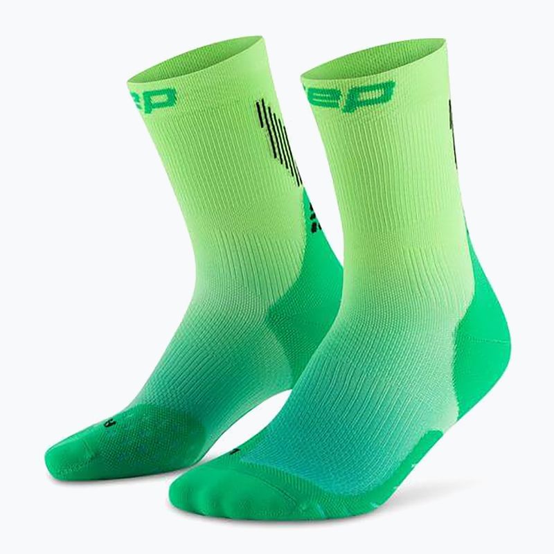 Skarpety kompresyjne damskie CEP Run Edt. Gradient Mid Cut Compression 5.0 green/lime fade