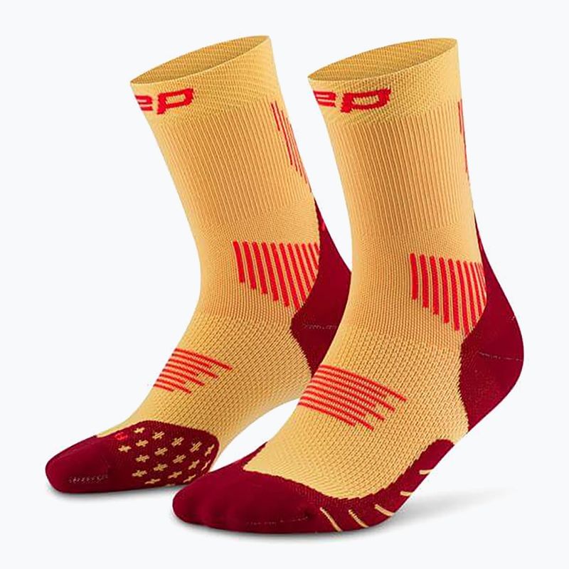 Skarpety kompresyjne damskie CEP Run Mid Cut 5.0 marigold/burgundy