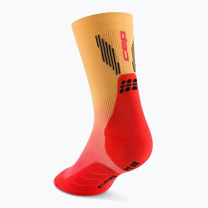 Skarpety kompresyjne męskie CEP Run Edt. Gradient Mid Cut Compression 5.0 red/marigold fade 3