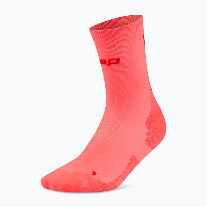 Skarpety kompresyjne męskie CEP Ultralight Mid Cut 4.0 neon coral/red 2