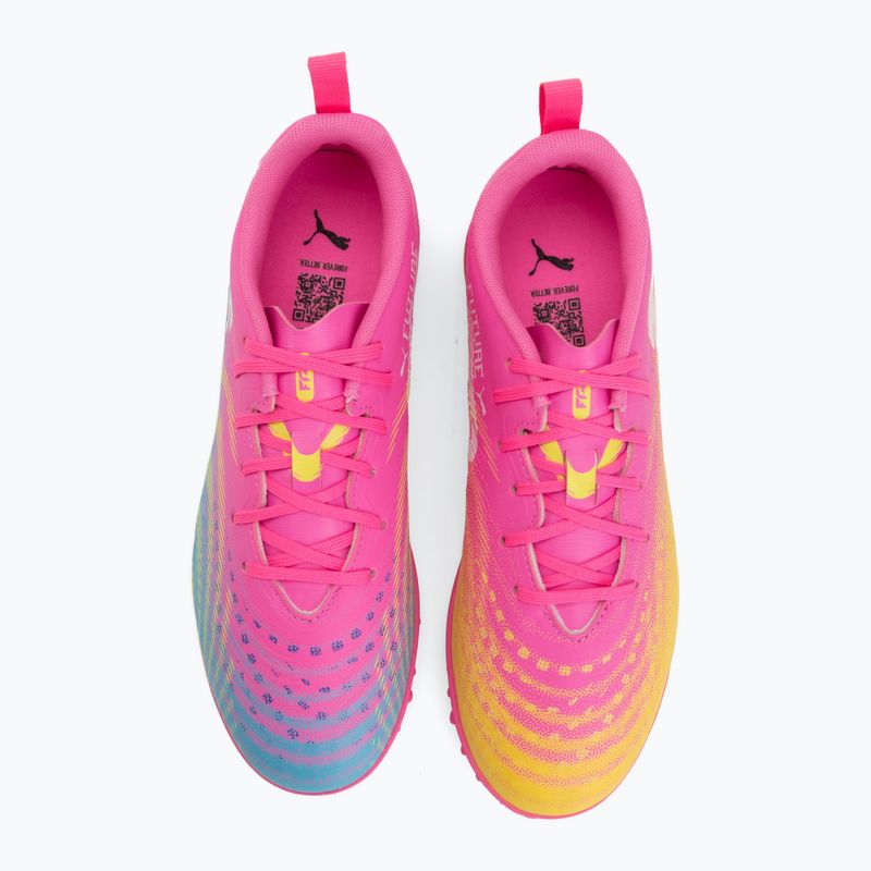 Buty piłkarskie dziecięce PUMA Future 9 Play TT poison pink/puma wht/sun stream/bright aqua/puma blk 5