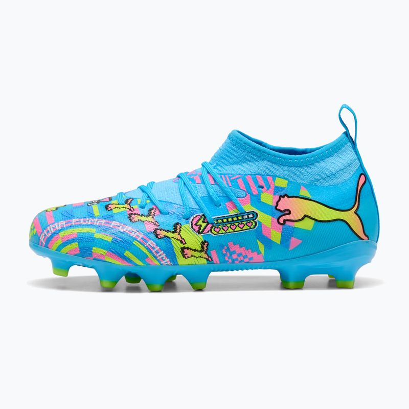 Buty piłkarskie dziecięce PUMA Future 9 Match Advanced Level FG/AG Jr puma white/blue glimmer/pink glimmer/yellow alert