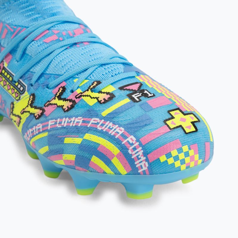Buty piłkarskie dziecięce PUMA Future 9 Match Advanced Level FG/AG Jr puma white/blue glimmer/pink glimmer/yellow alert 7