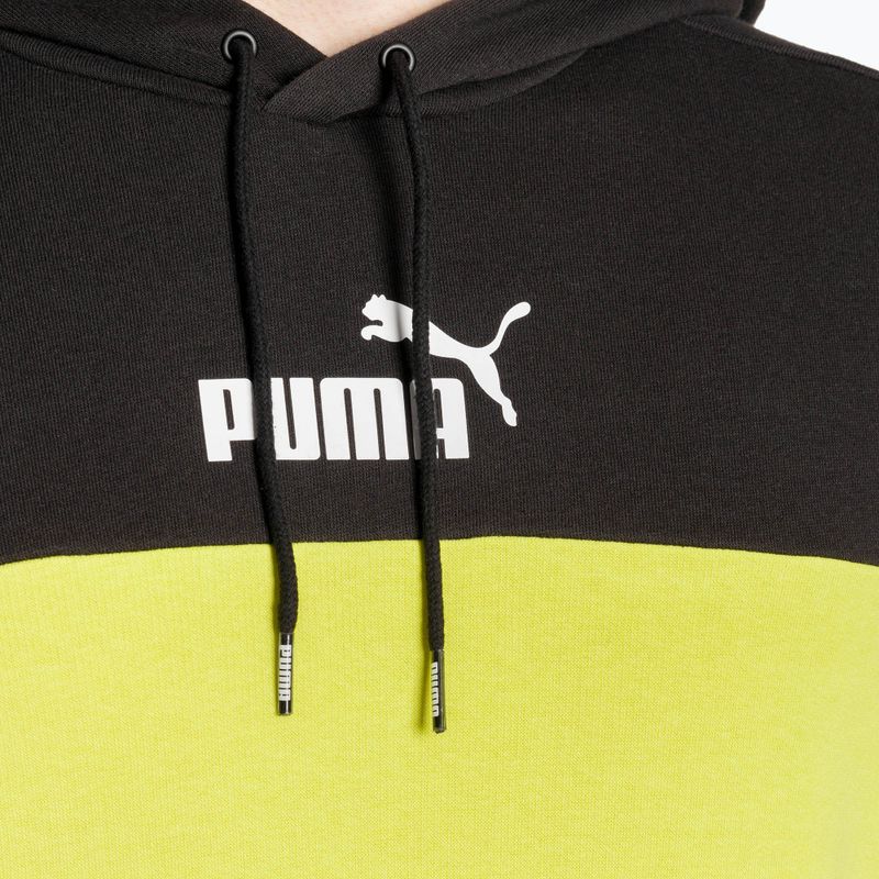 Bluza męska PUMA ESS+ Block Hoodie TR puma black/lime sheen 3