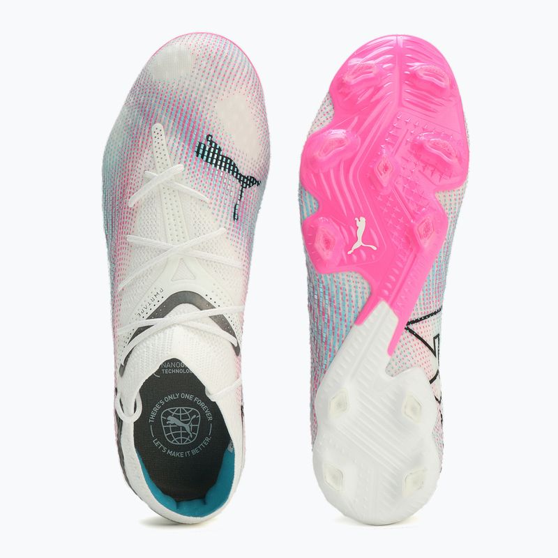 Buty piłkarskie PUMA Future 7 Ultimate Low FG/AG white/black/poison pink/bright aqua/silver mist 11