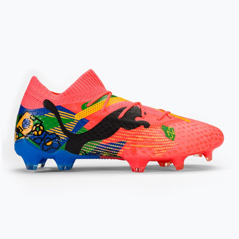 Buty piłkarskie PUMA Future 7 Ultimate Neymar Jr FG/AG sunset glow/black/sun stream/puma green/blue 2